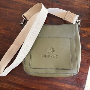 Nine West Olive Green Crossbody Bag with Beige Strap